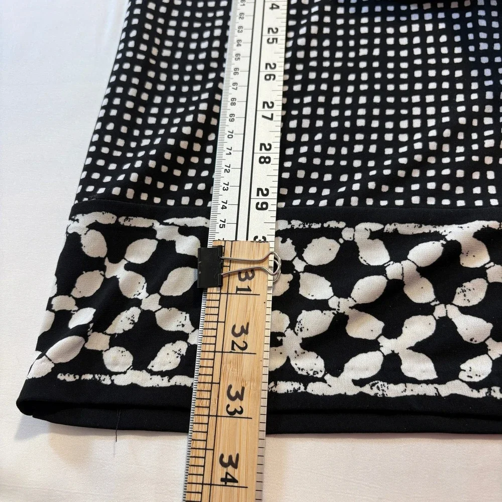 Michael Kors Black White Geometric‎ Print Maxi Long Sleeve Bodycon Dress Sz XS